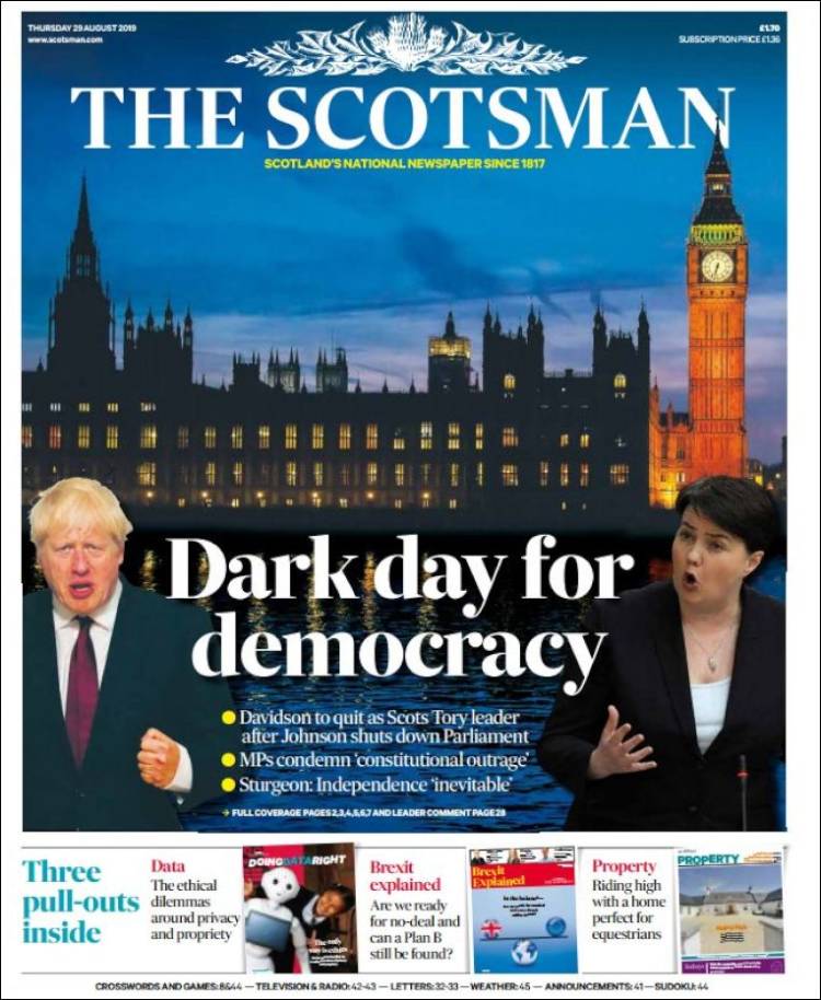 Portada de The Scotsman (Reino Unido)