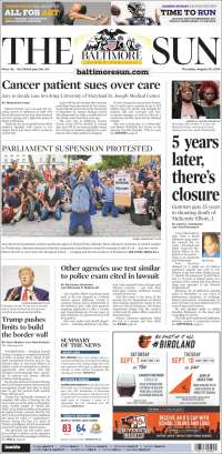 Portada de The Baltimore Sun (USA)