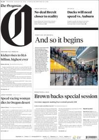 Portada de The Oregonian (USA)