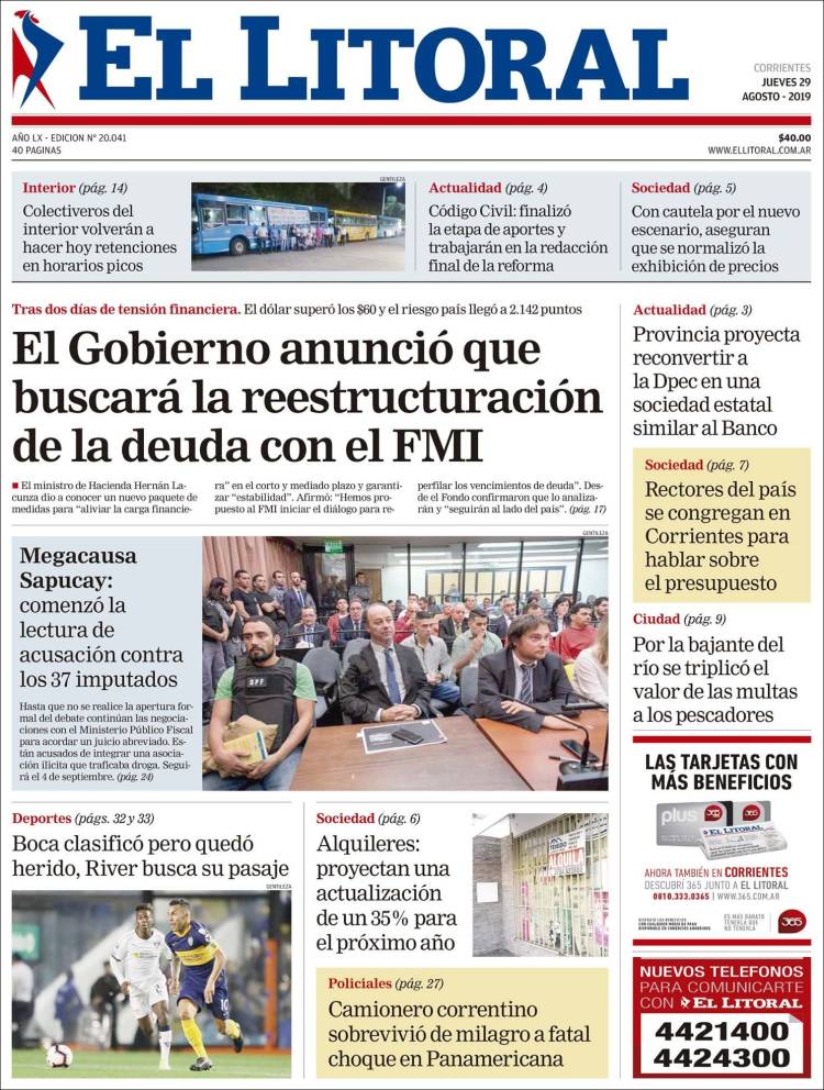 Portada de El Litoral Corrientes (Argentina)