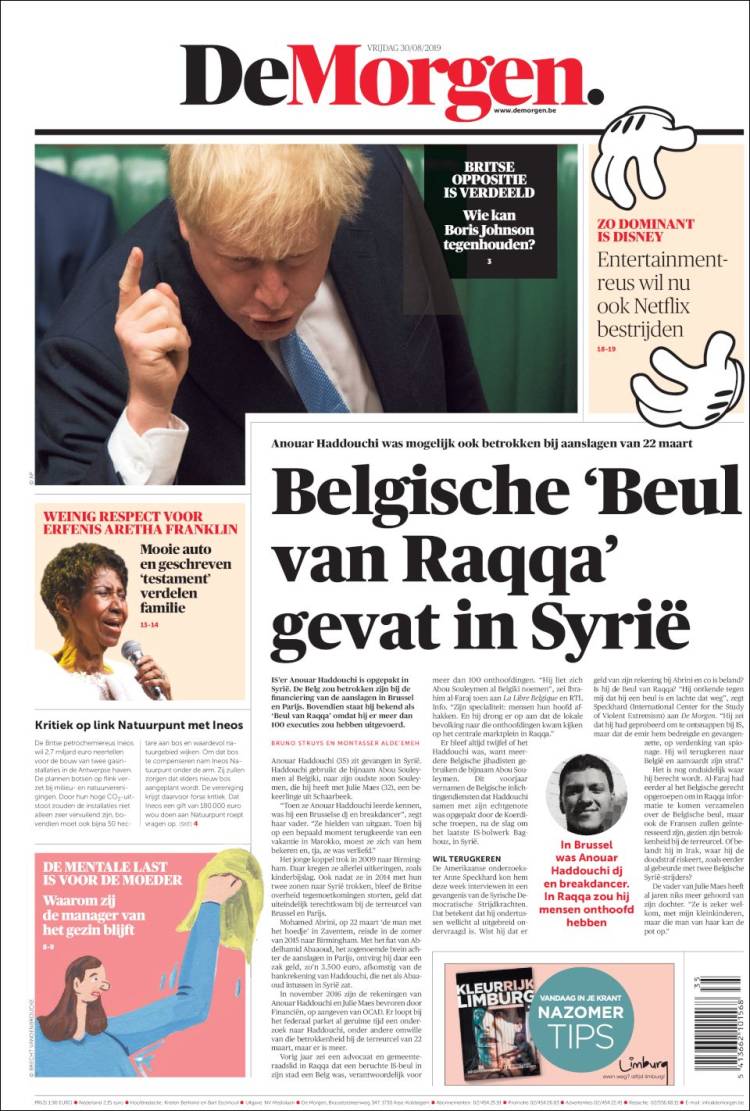 Portada de De Morgen (B&eacute;lgica)