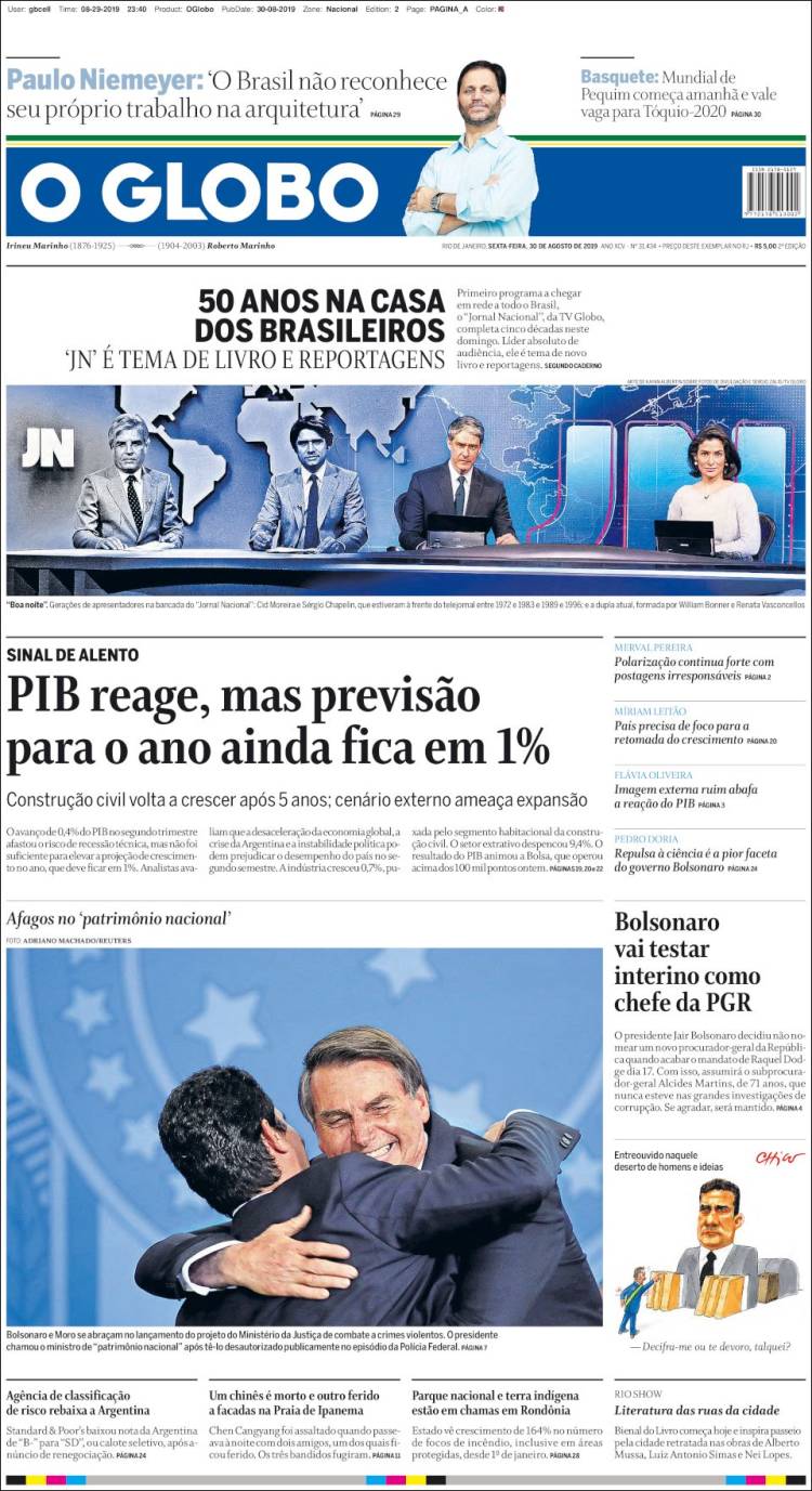 Portada de O Globo (Brasil)