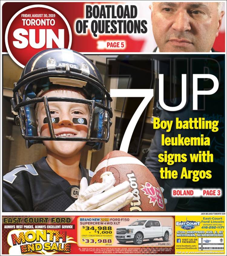 Portada de The Toronto Sun (Canadá)