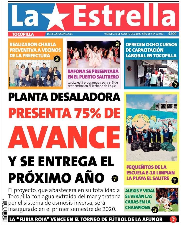 Portada de La Estrella de Tocopilla (Chile)