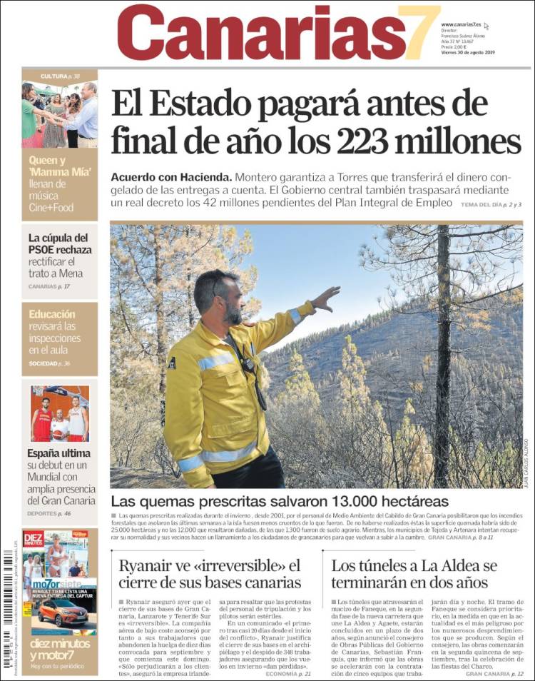 Portada de Canarias 7 (Espa&ntilde;a)