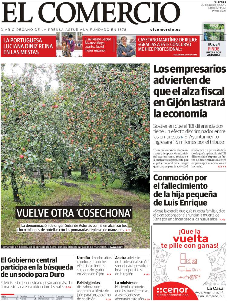 Portada de El Comercio (Espa&ntilde;a)