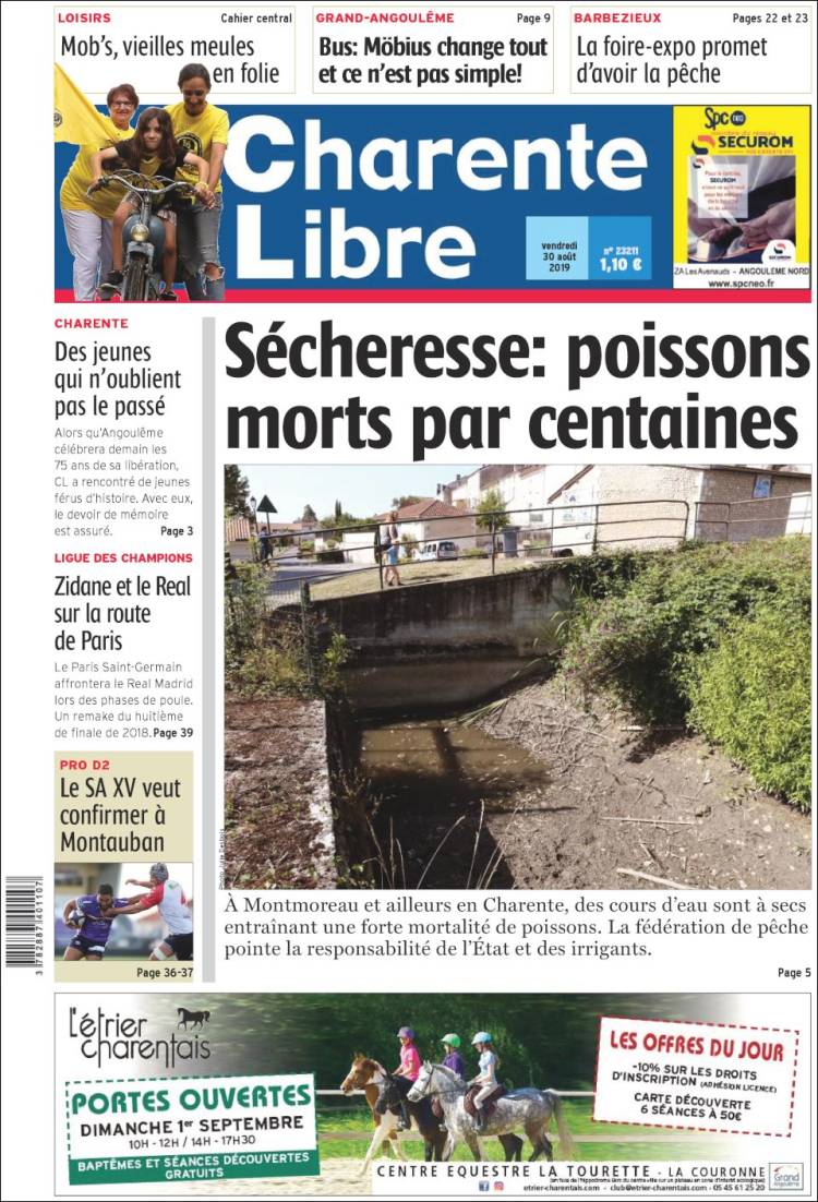 Portada de Charente Libre (Francia)