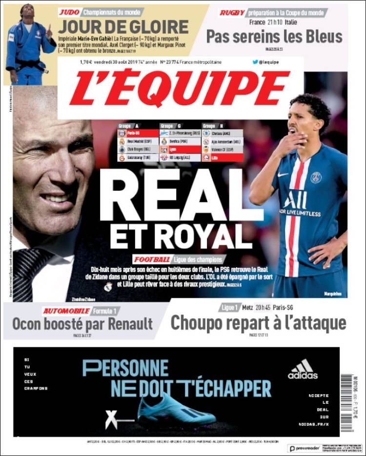 Portada de L'Equipe (Francia)