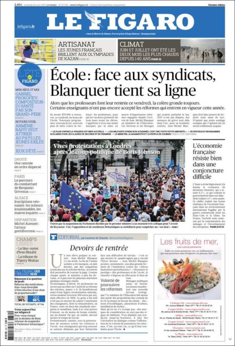 Portada de Le Figaro (Francia)