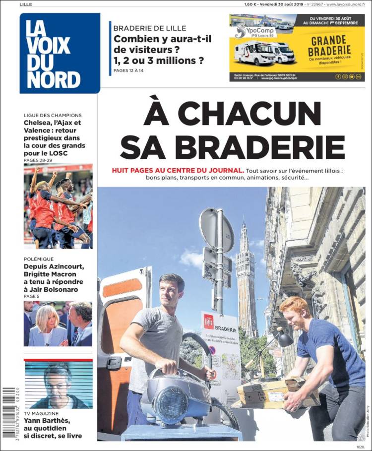 Portada de La Voix du Nord (Francia)