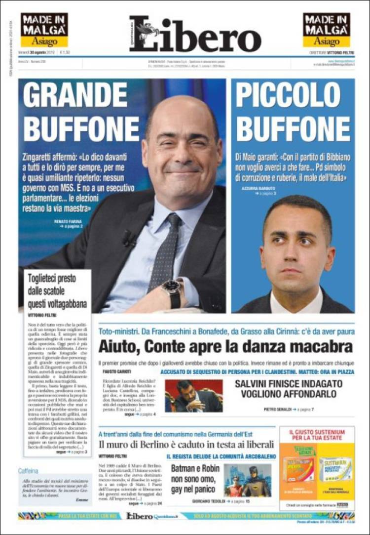 Portada de Libero (Italia)