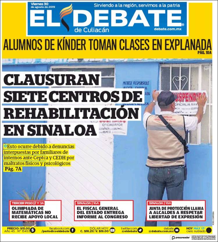 Portada de El Debate de Culiacán (M&eacute;xico)