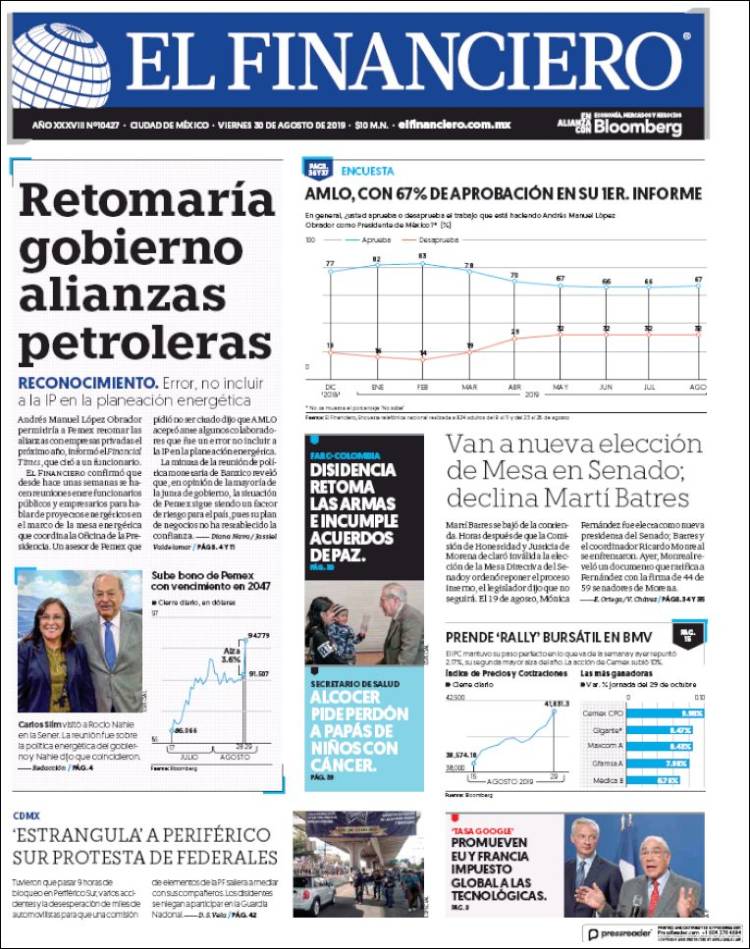Portada de El Financiero (M&eacute;xico)