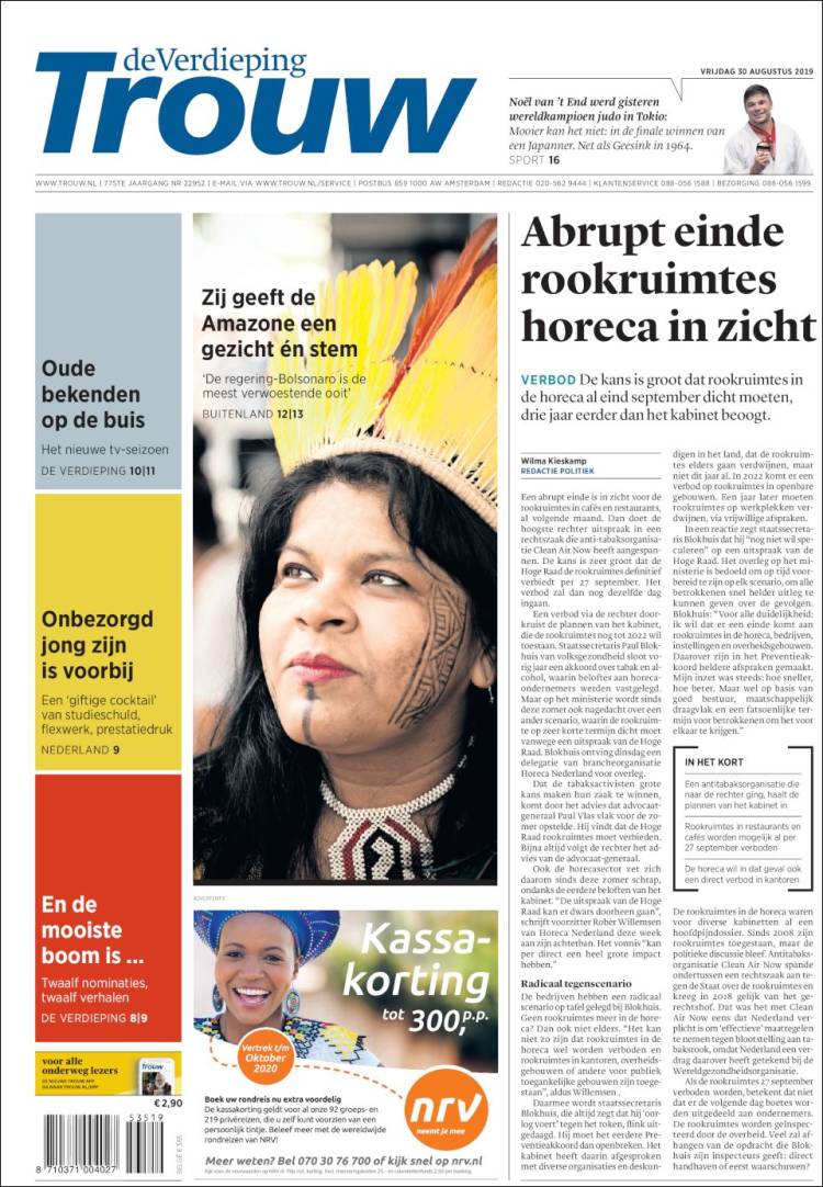 Portada de Trouw (Pa&iacute;ses Bajos)