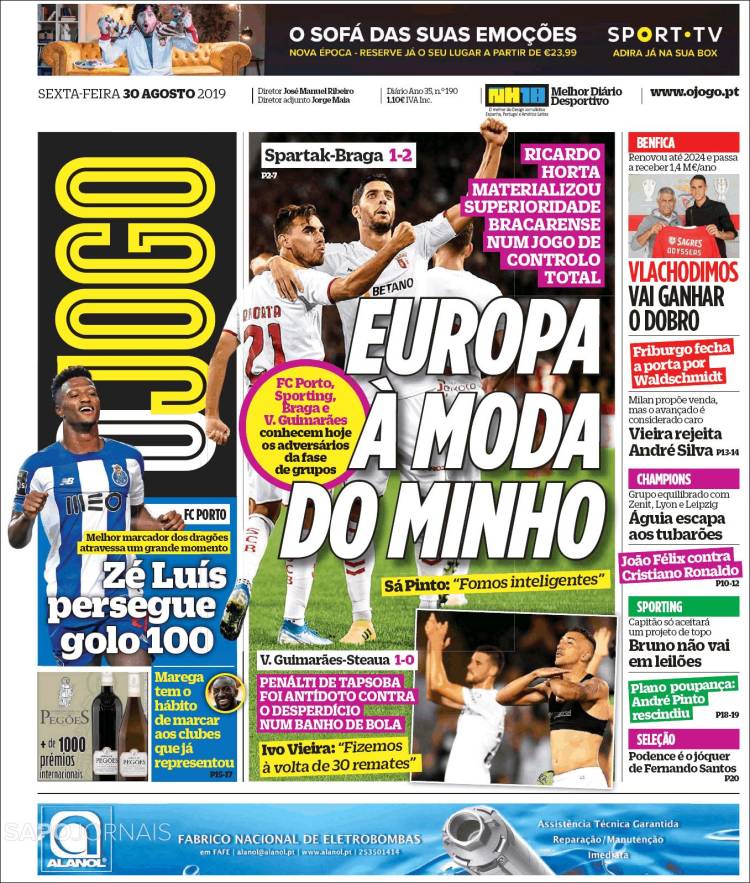 Portada de O Jogo (Portugal)