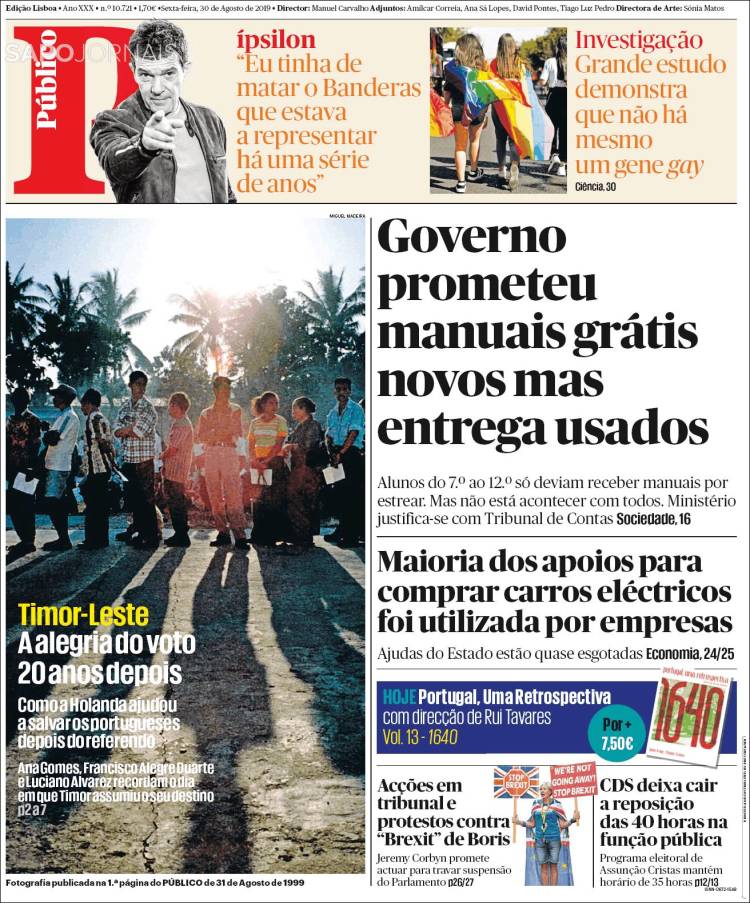 Portada de Público (Portugal)