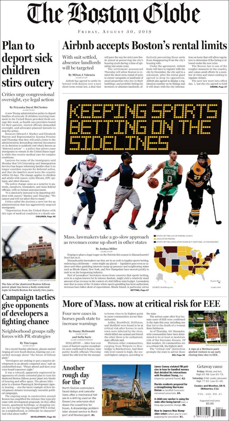 Portada de Boston Globe (USA)