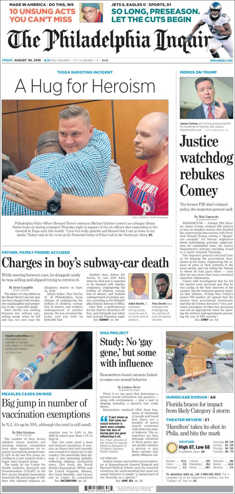 Portada de Philadelphia Inquirer (USA)