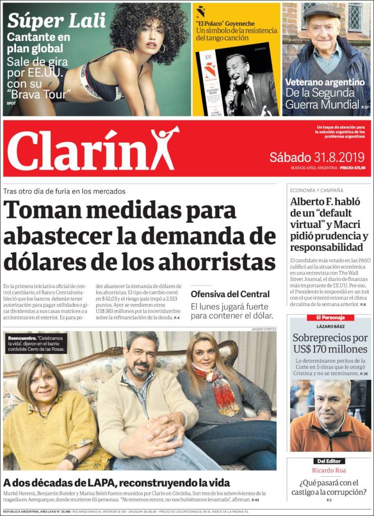 Portada de Clarín (Argentina)