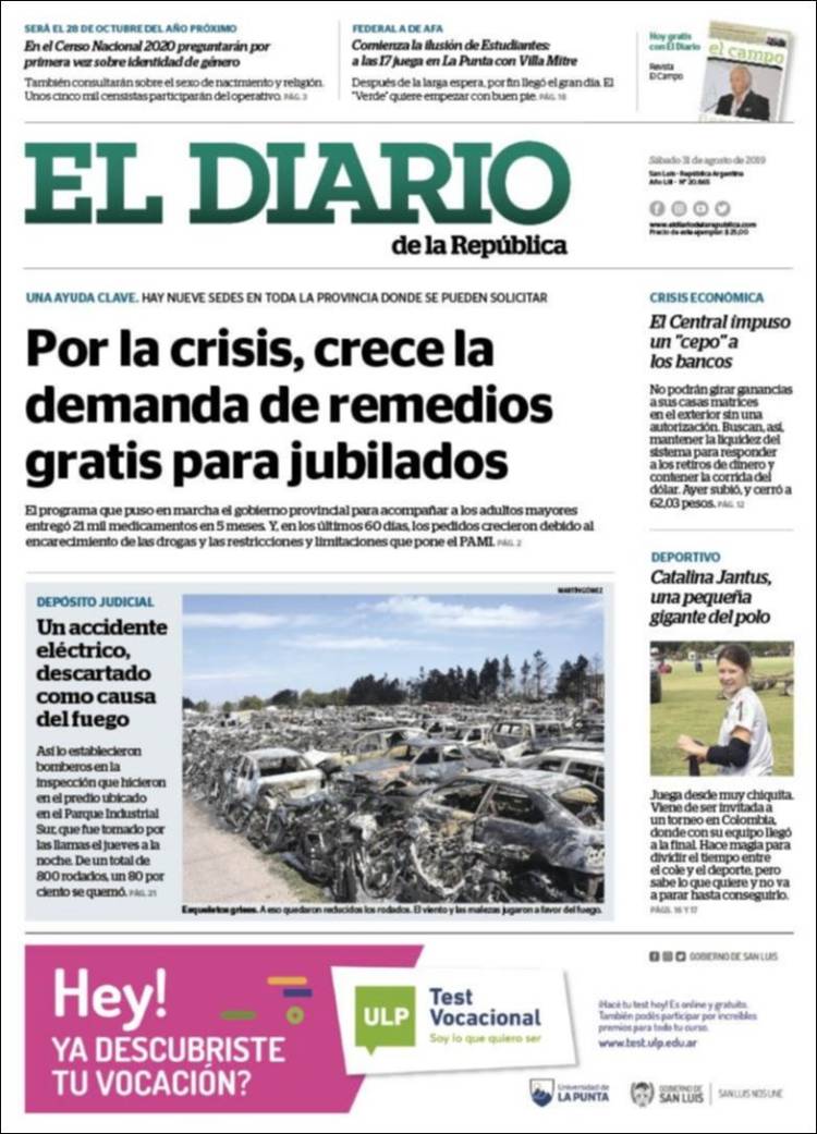 Portada de Diario de la República (Argentina)