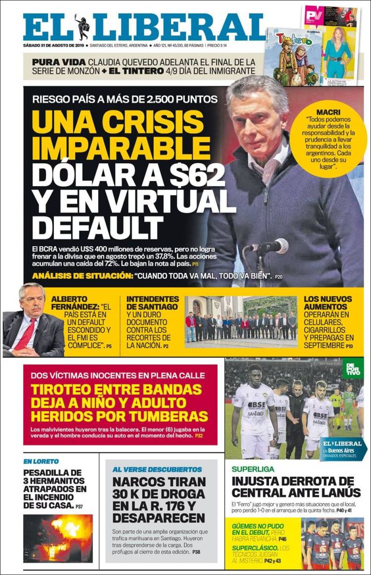 Portada de Diario El Liberal (Argentina)