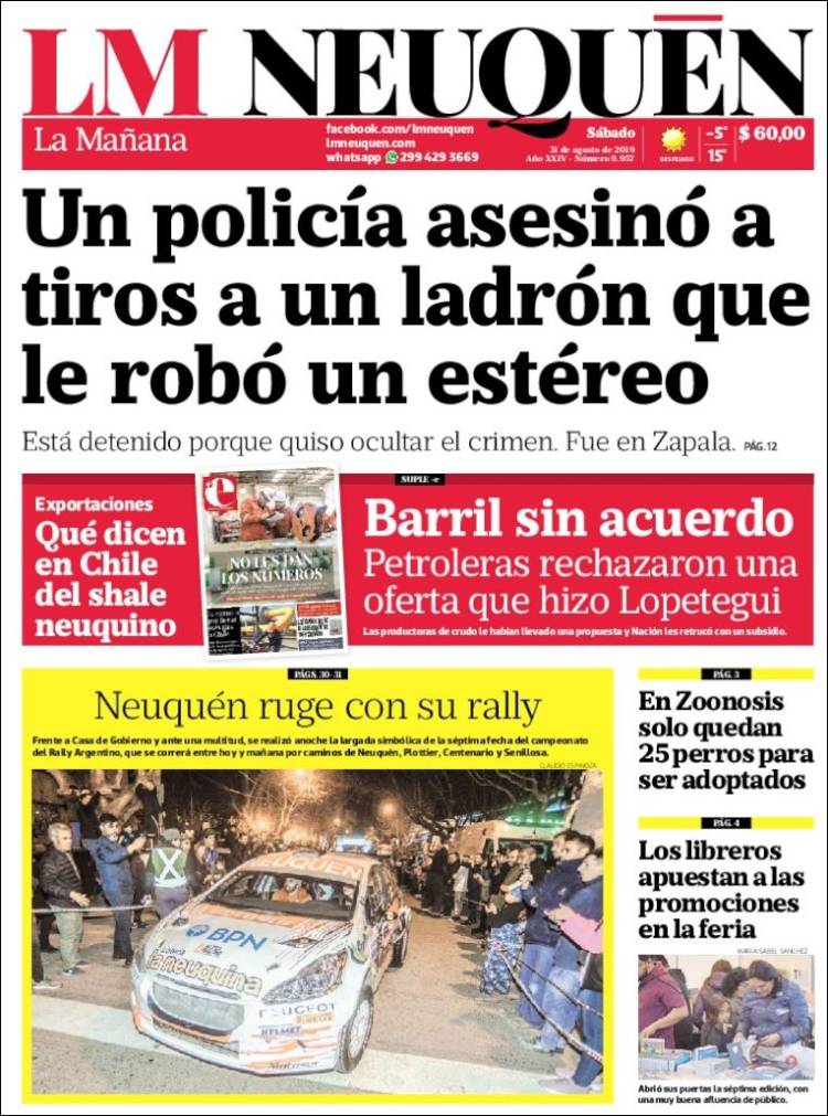 Portada de La Mañanade Neuquén (Argentina)