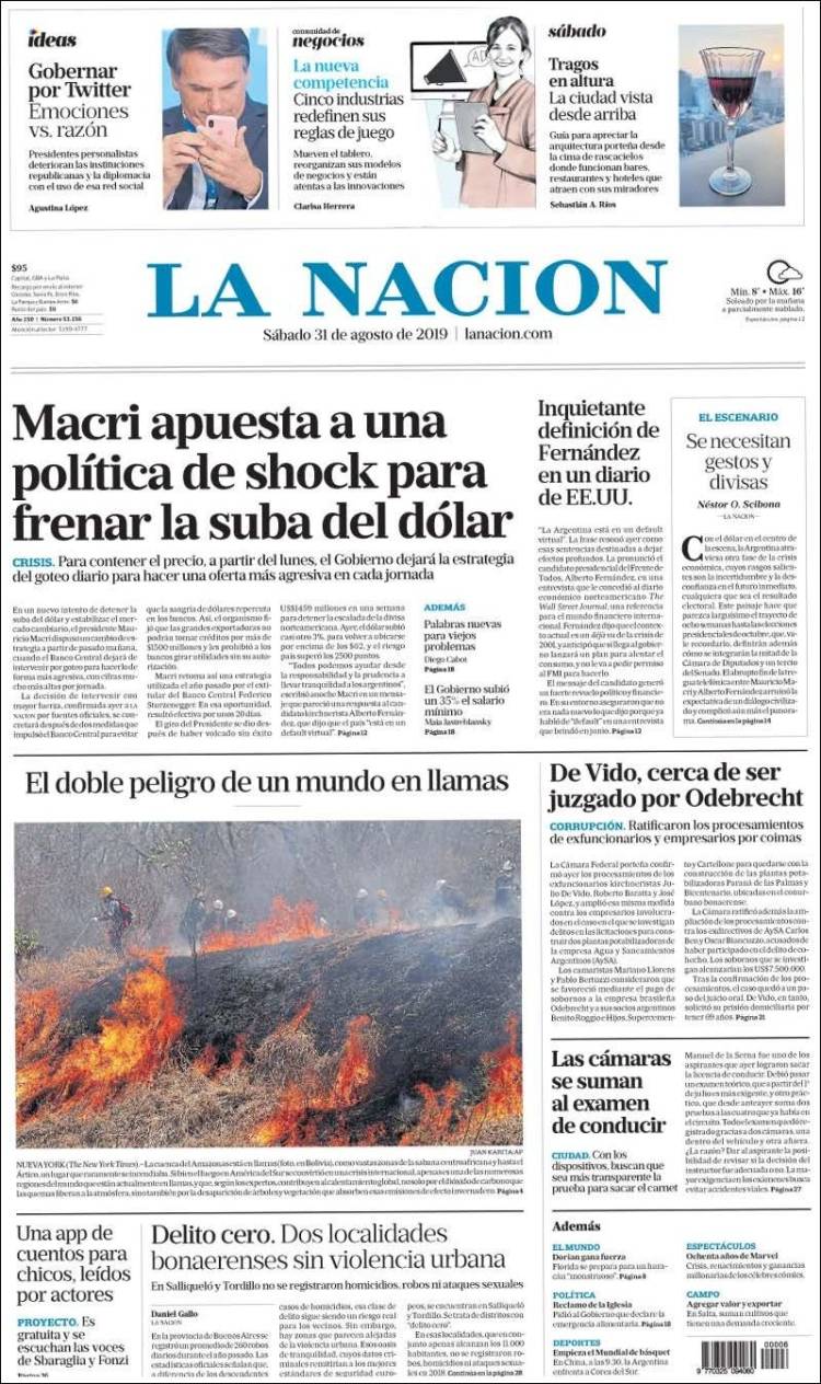 Portada de La Nación (Argentina)