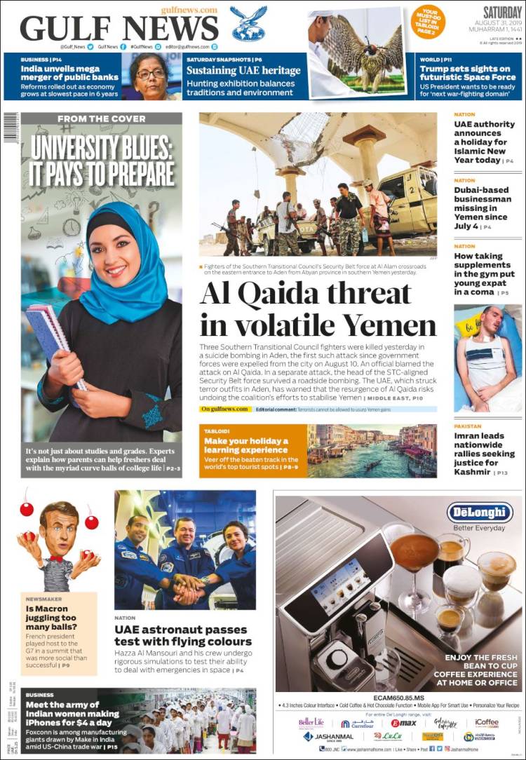 Portada de Gulf News (Asia-Pacific)