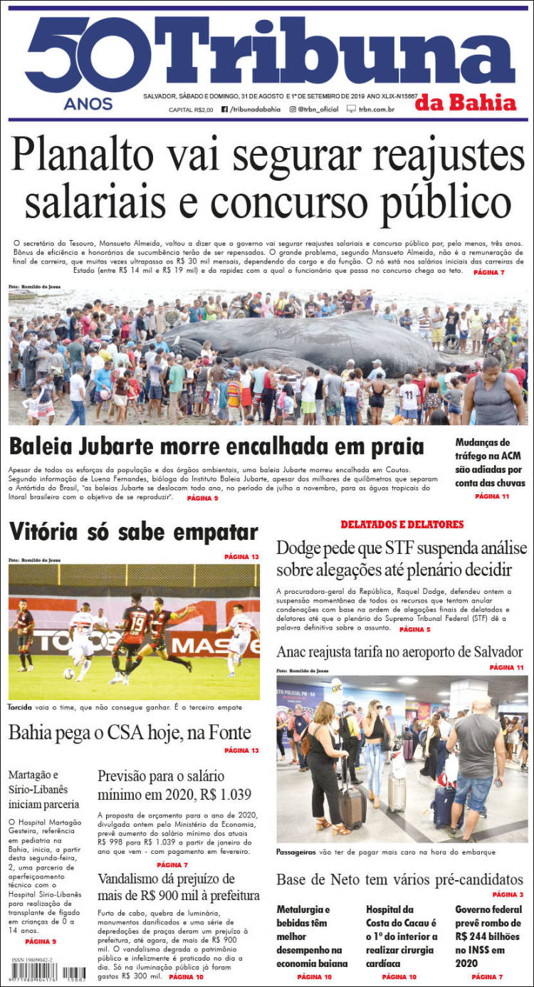 Portada de Tribuna da Bahia (Brasil)