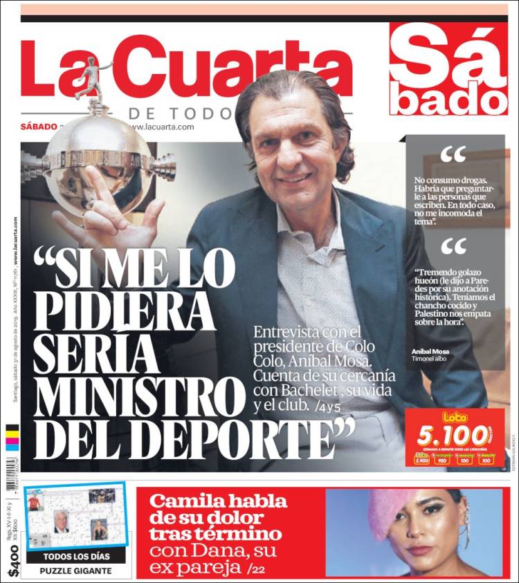 Portada de La Cuarta (Chile)