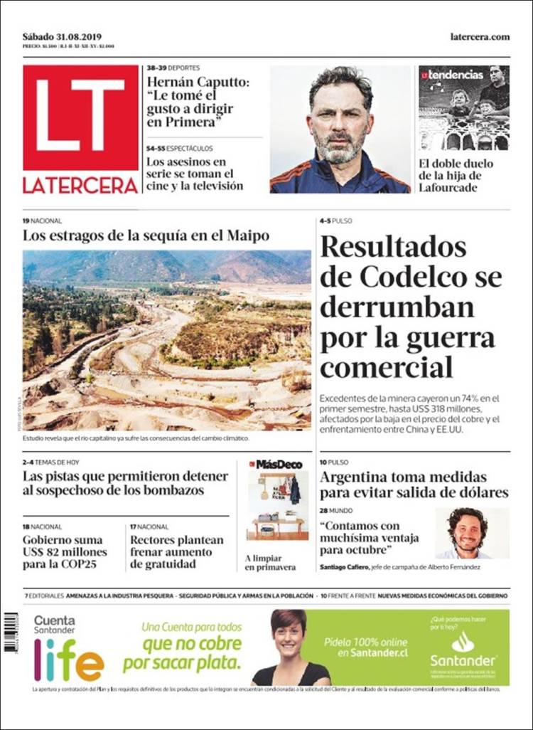 Portada de La Tercera (Chile)