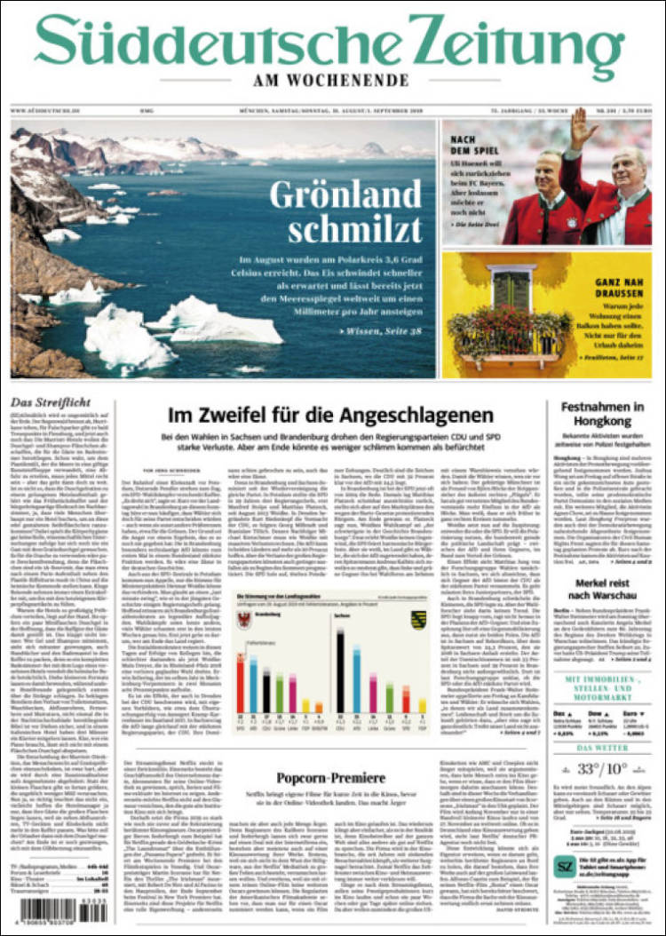 Portada de Sueddeutsche (Alemania)
