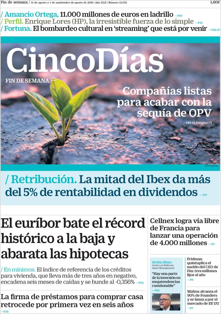 Portada de Cinco Días (Espa&ntilde;a)
