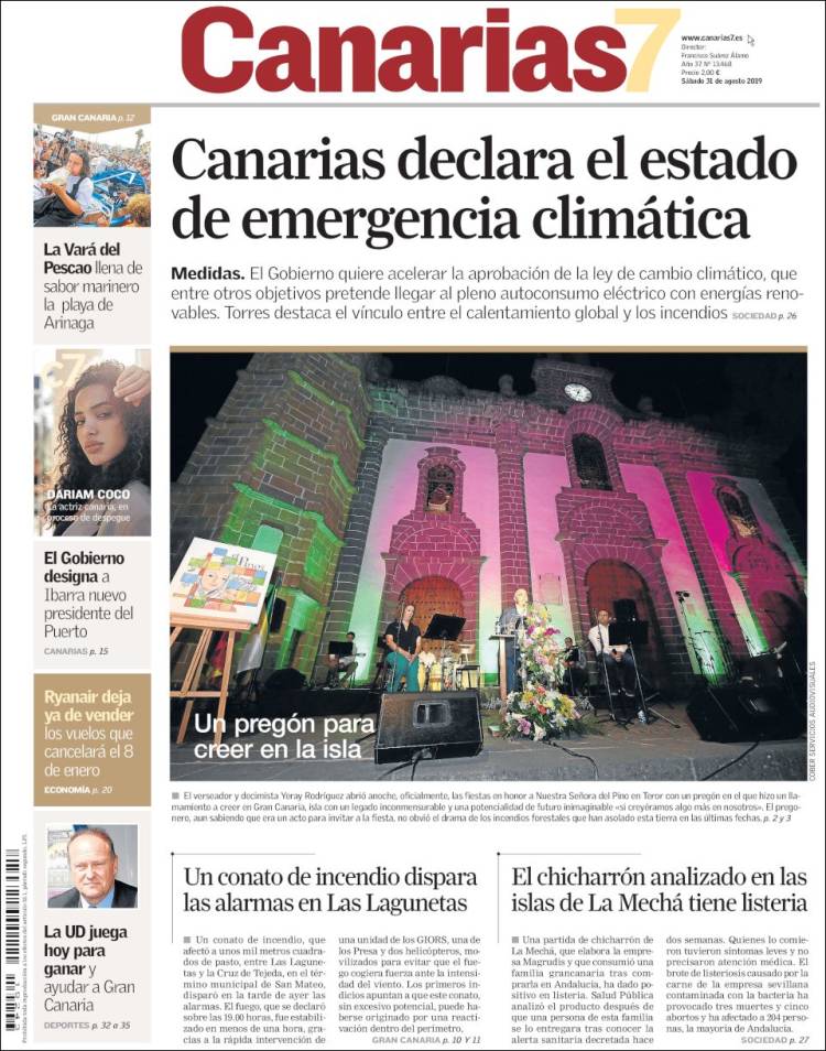 Portada de Canarias 7 (Espa&ntilde;a)