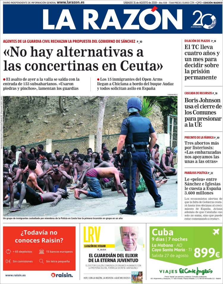 Portada de La Razón (Espa&ntilde;a)