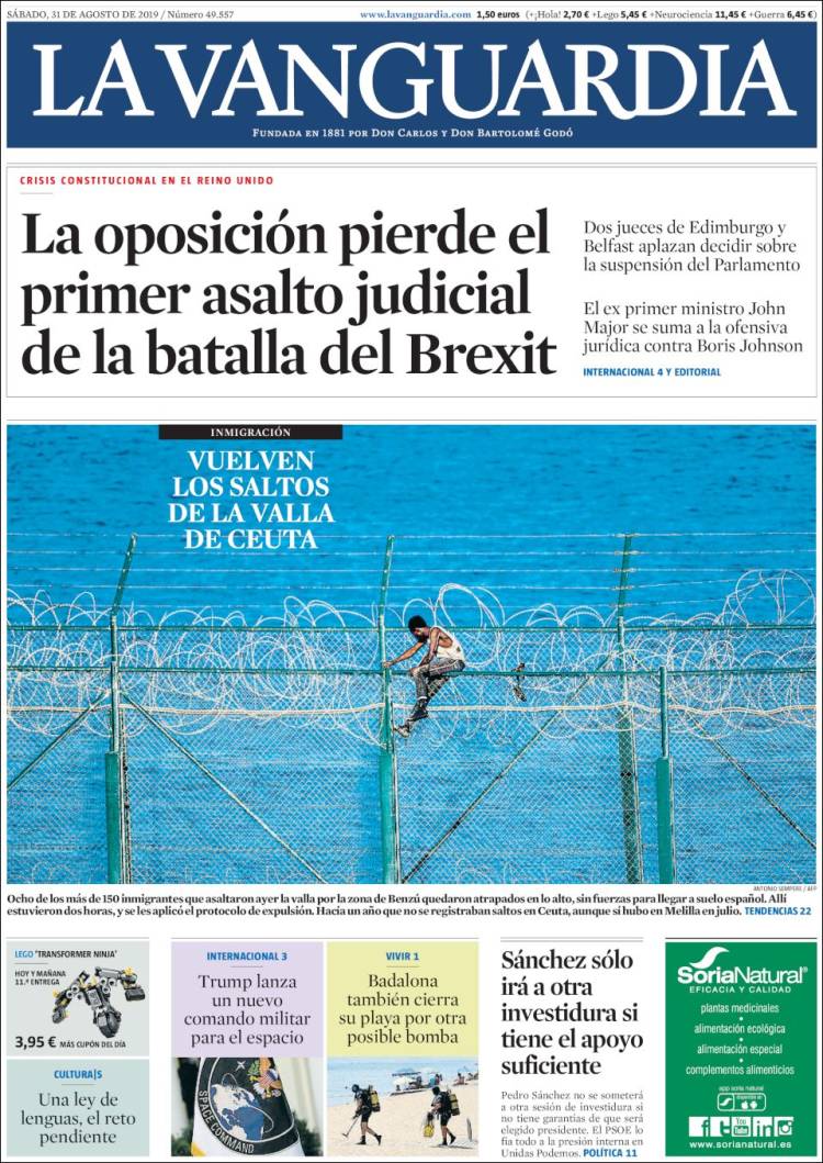 Portada de La Vanguardia (Espa&ntilde;a)