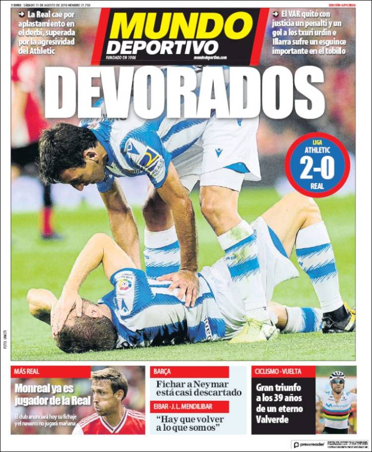 Portada de Mundo Deportivo Gipuzkoa (Espa&ntilde;a)