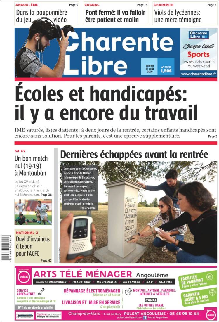 Portada de Charente Libre (Francia)