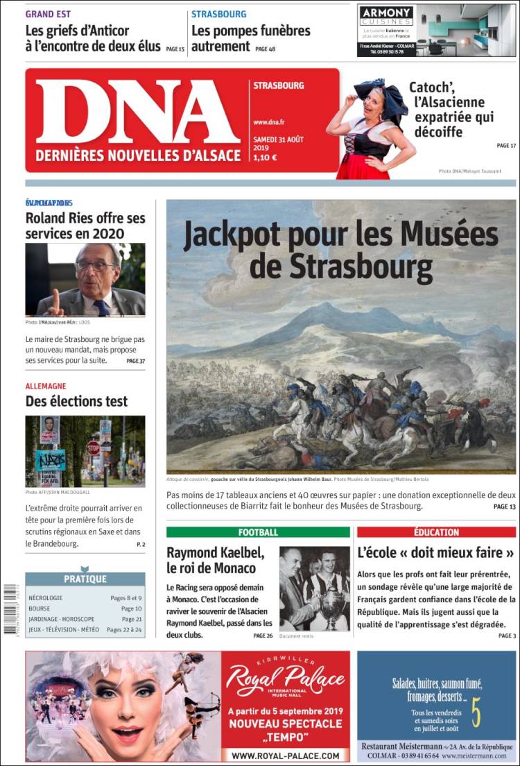 Portada de Les Dernières Nouvelles d'Alsace (Francia)