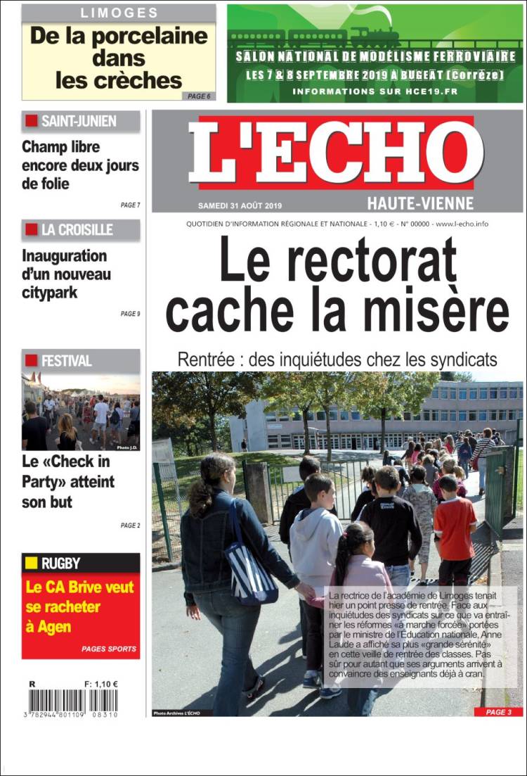 Portada de L'Echo de la Haute-Vienne (Francia)