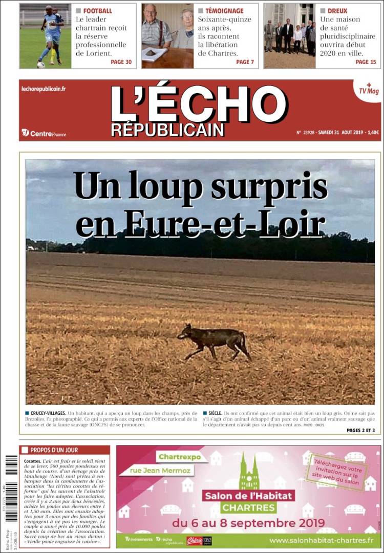 Portada de L'Echo Républicain (Francia)
