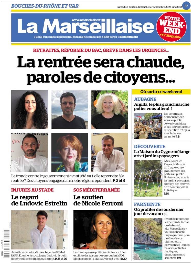 Portada de La Marseillaise (Francia)