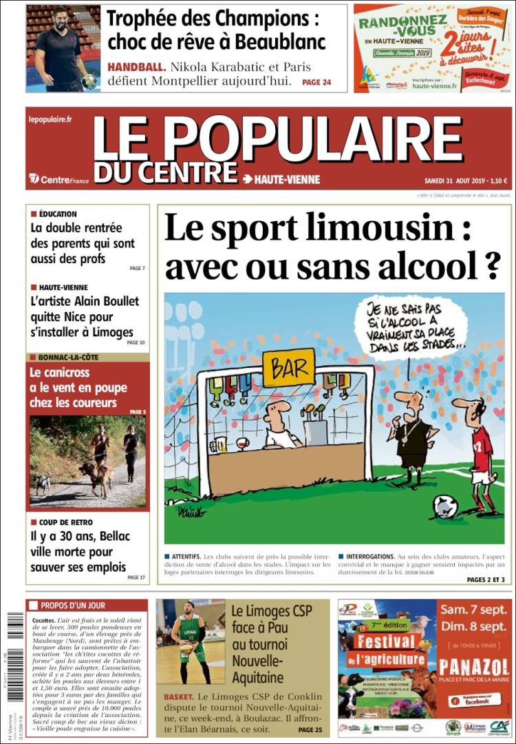 Portada de Le Populaire du Centre (Francia)