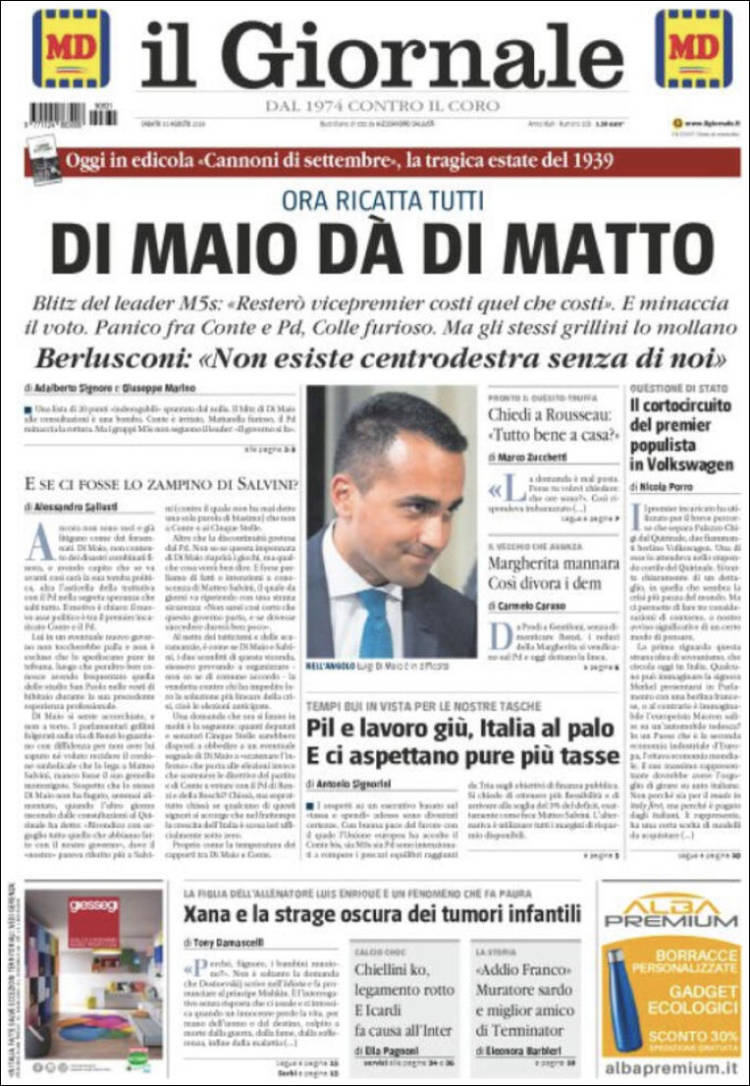 Portada de il Giornale (Italia)