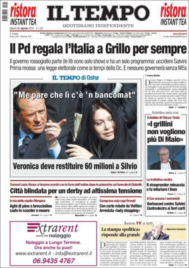 Portada de Il Tempo (Italia)