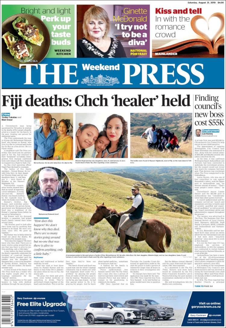 Portada de The Press (Nueva Zelanda)