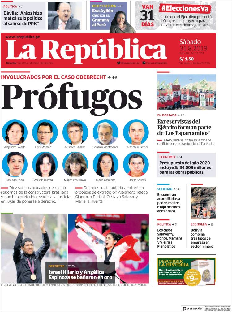 Portada de La Republica (Per&uacute;)