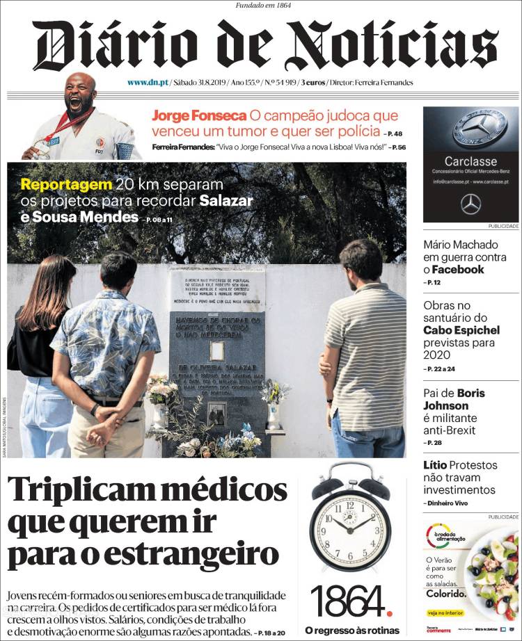 Portada de Diário de Noticias (Portugal)