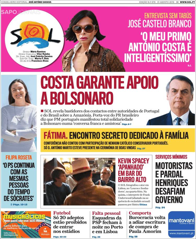 Portada de Jornal Sol (Portugal)