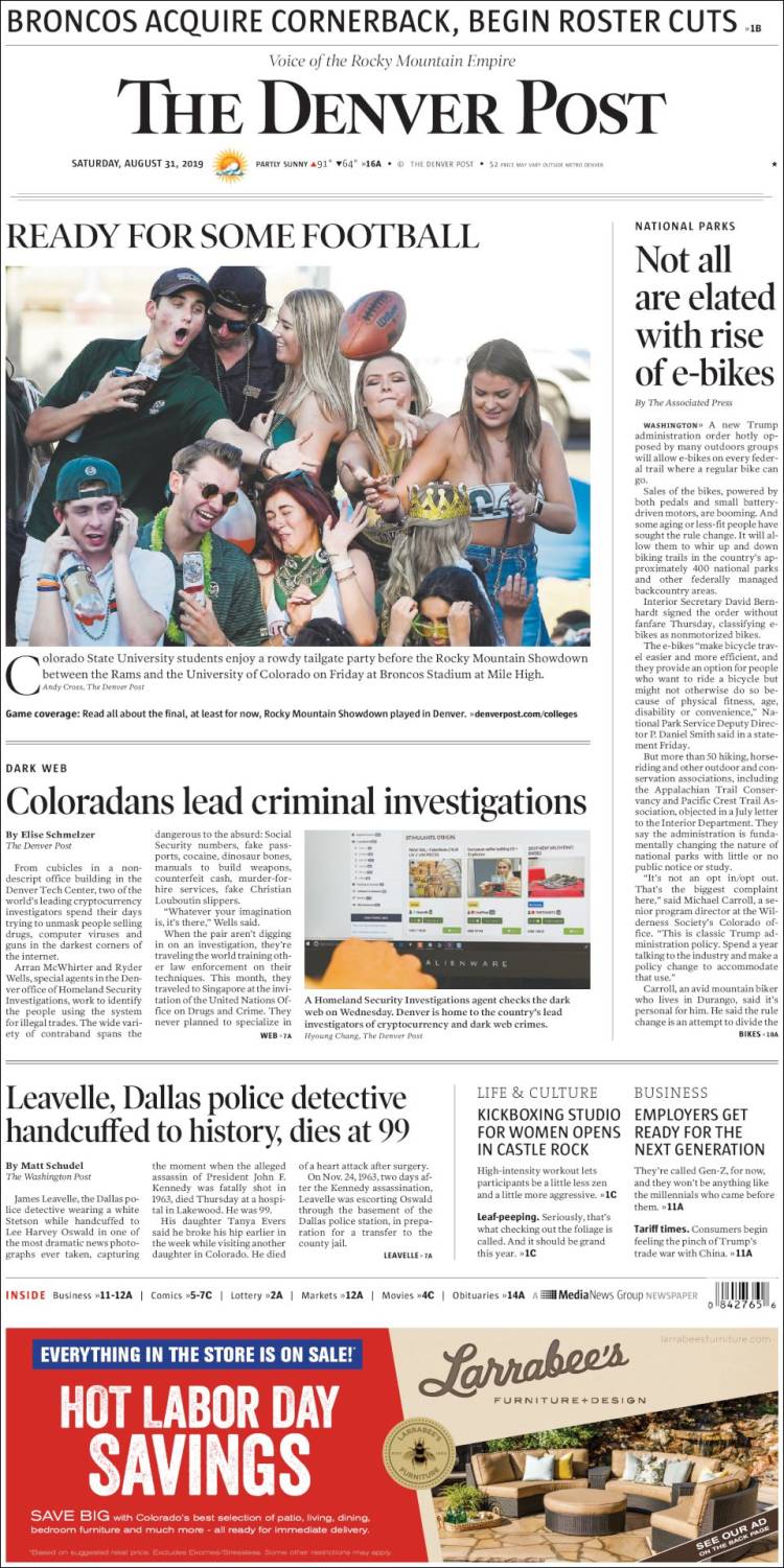 Portada de The Denver Post (USA)